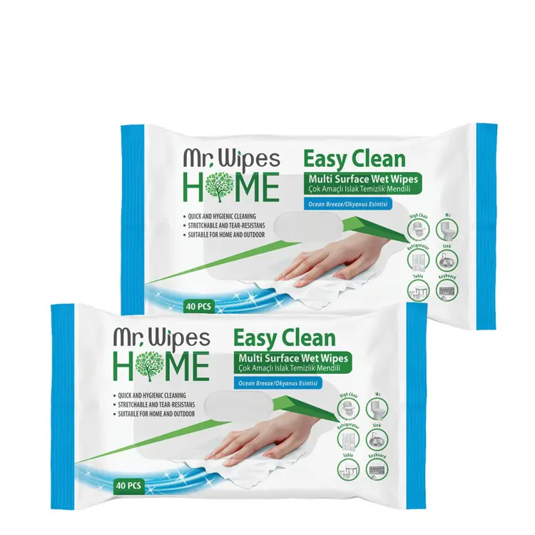 image of SET 2/1 EASY CLEAN WET WIPES OCEAN BREEZE 40 PCS MR WIPES