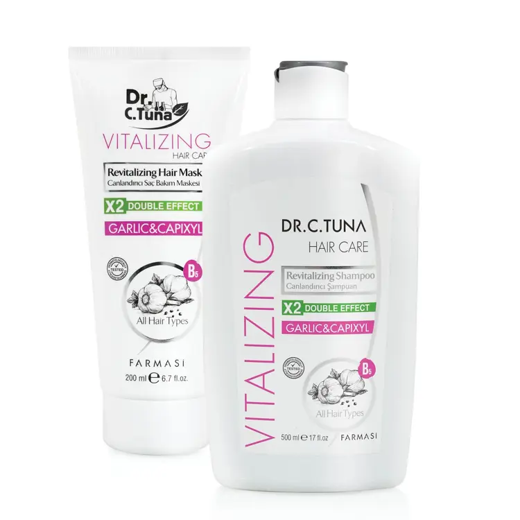 image of SET 2/1 GARLIC & CAPIXYL SHAMPOO 500 ML DR C TUNA,HAIR MASK